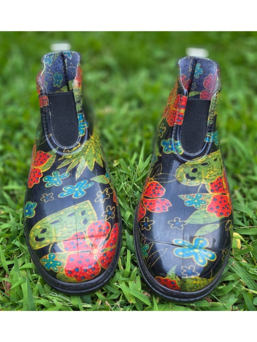 Sloggers Women's 9 Waterproof Rain and Garden Ankle Boots Midsummer Black Floral
